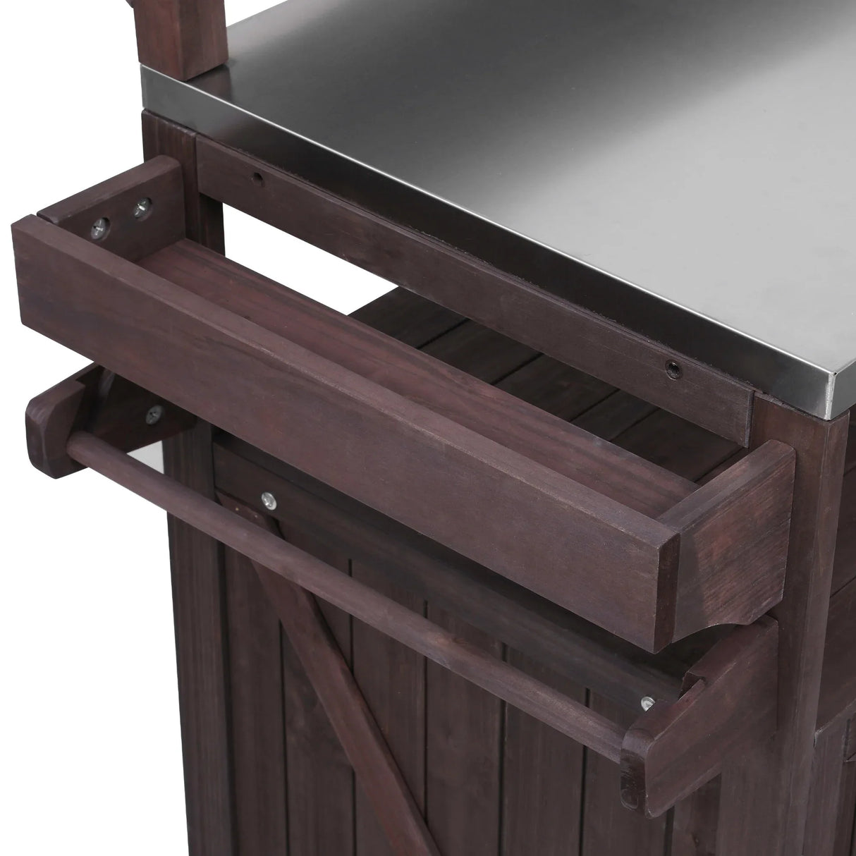 Outdoor Kitchen Island Solid Fir Wood Raised Shelf Cart - Omega Lifestyles