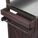 Outdoor Kitchen Island Solid Fir Wood Raised Shelf Cart - Omega Lifestyles