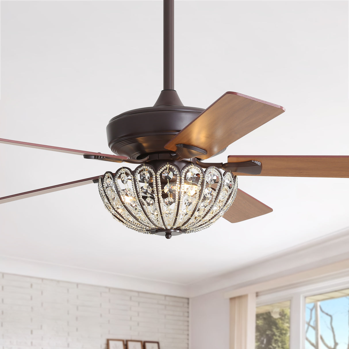 52-Inch Vintage Coffee Brown Ceiling Fan With Remote