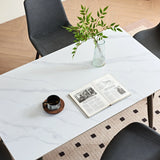 Modern Rectangular Ceramic Top Dining Table With Metal Base - Omega Lifestyles