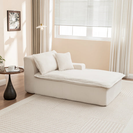 Corduroy Left Armrest Foam Filled Chaise Lounge Chair - Omega Lifestyles