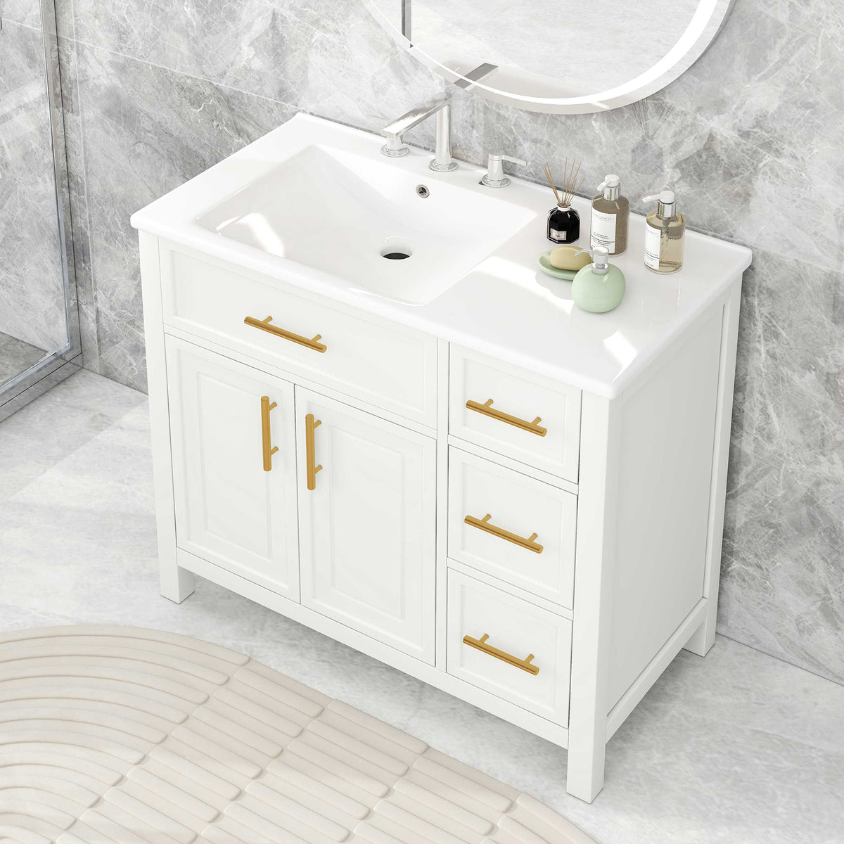 36-Inch Modern White Bathroom Vanity With Sink