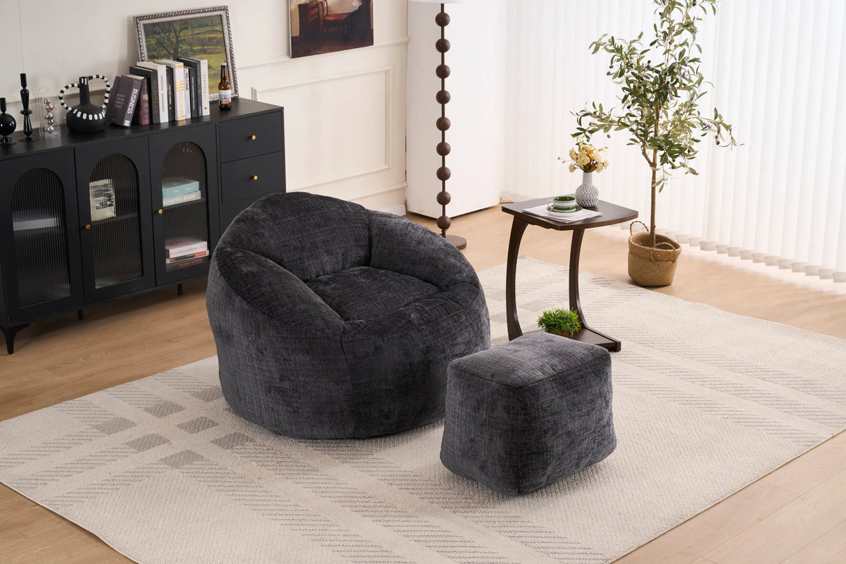 Extra Soft Chenille Memory Foam Bean Bag Chair - Omega Lifestyles