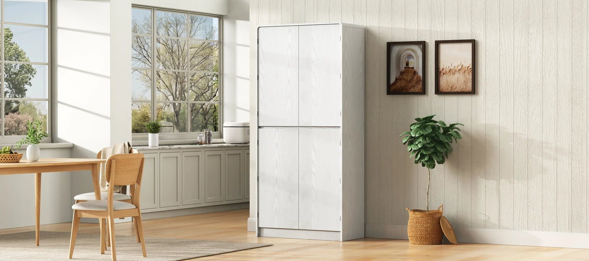 Modern Curved Design Kitchen Pantry Cabinet With Drawer - Omega Lifestyles