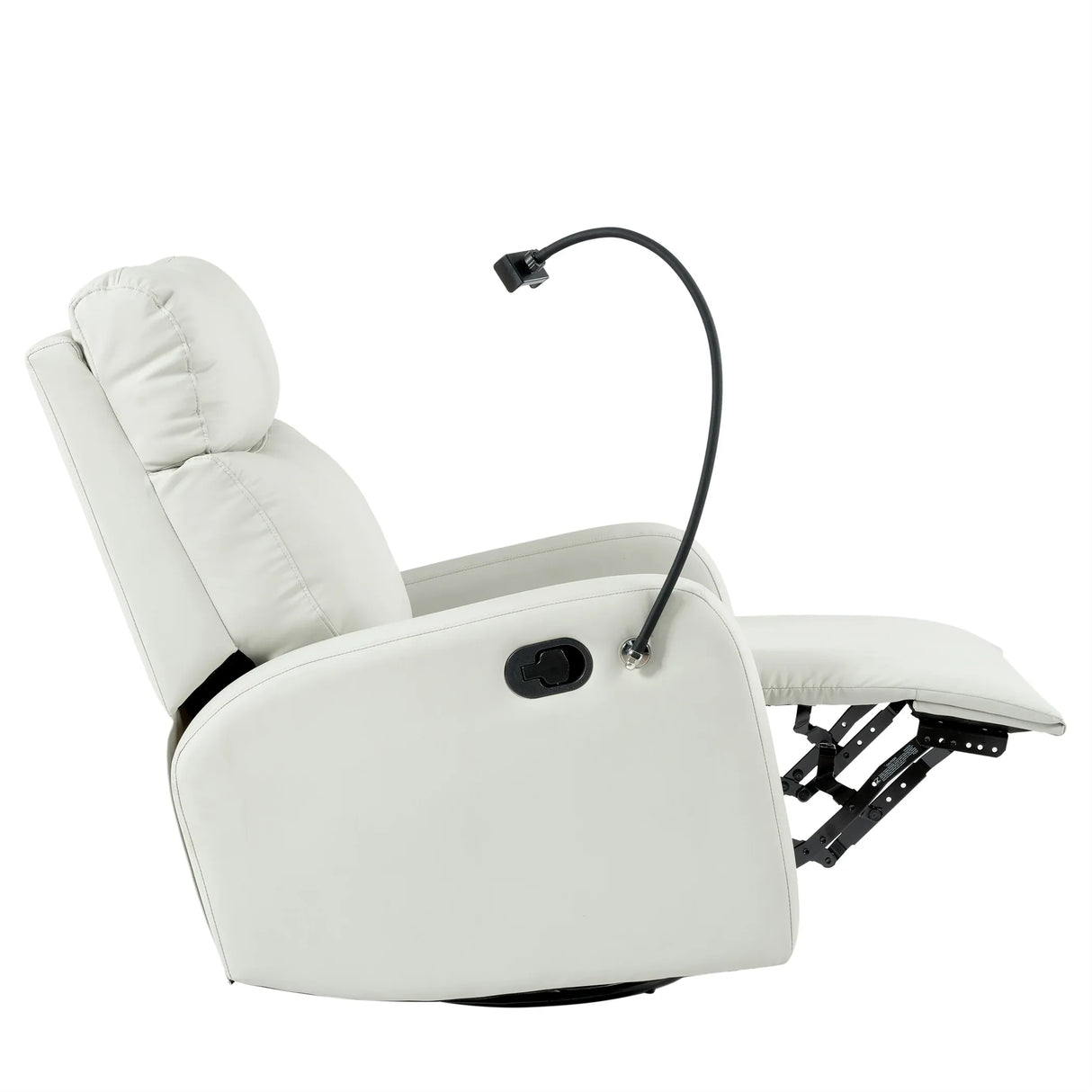 Modern Light Gray PU Rocking Recliner Chair With Footrest - Omega Lifestyles