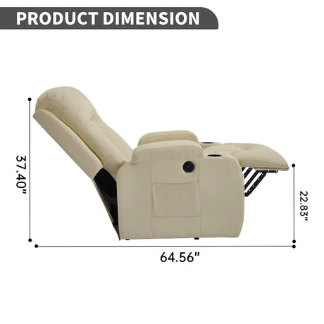 Beige PU Leather Power Lift Massage Recliner Chair - Omega Lifestyles