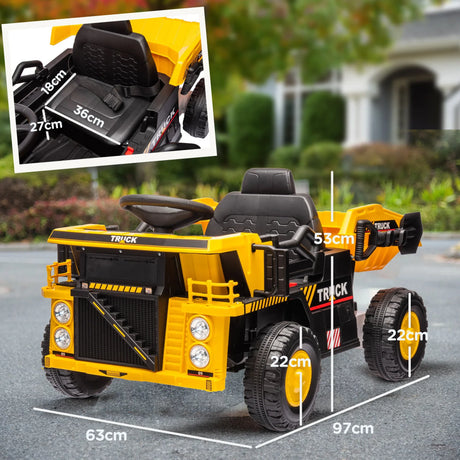12V Kids Electric Ride-On Dump Truck With Suspension - Omega Lifestyles