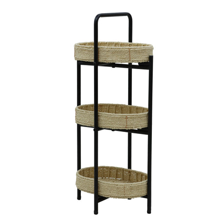 Farmhouse 3-Tier Handwoven Paper Rope Side Table - Omega Lifestyles