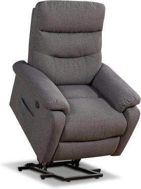 Electric Lift Chair Recliner With Gray Fabric Upholstery - Omega Lifestyles
