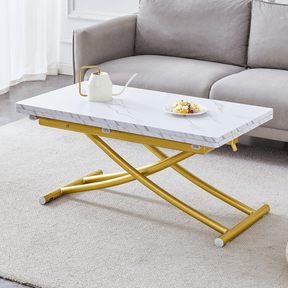 Multifunctional Adjustable Height White Gold Lift Table - Omega Lifestyles
