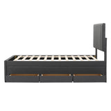 Twin Upholstered Linen Platform Bed With Trundle And Drawers - Omega Lifestyles