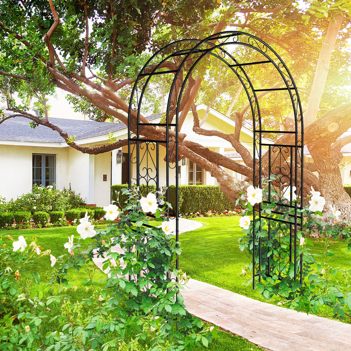 Metal Iron Garden Arch Climbing Plants Trellis
