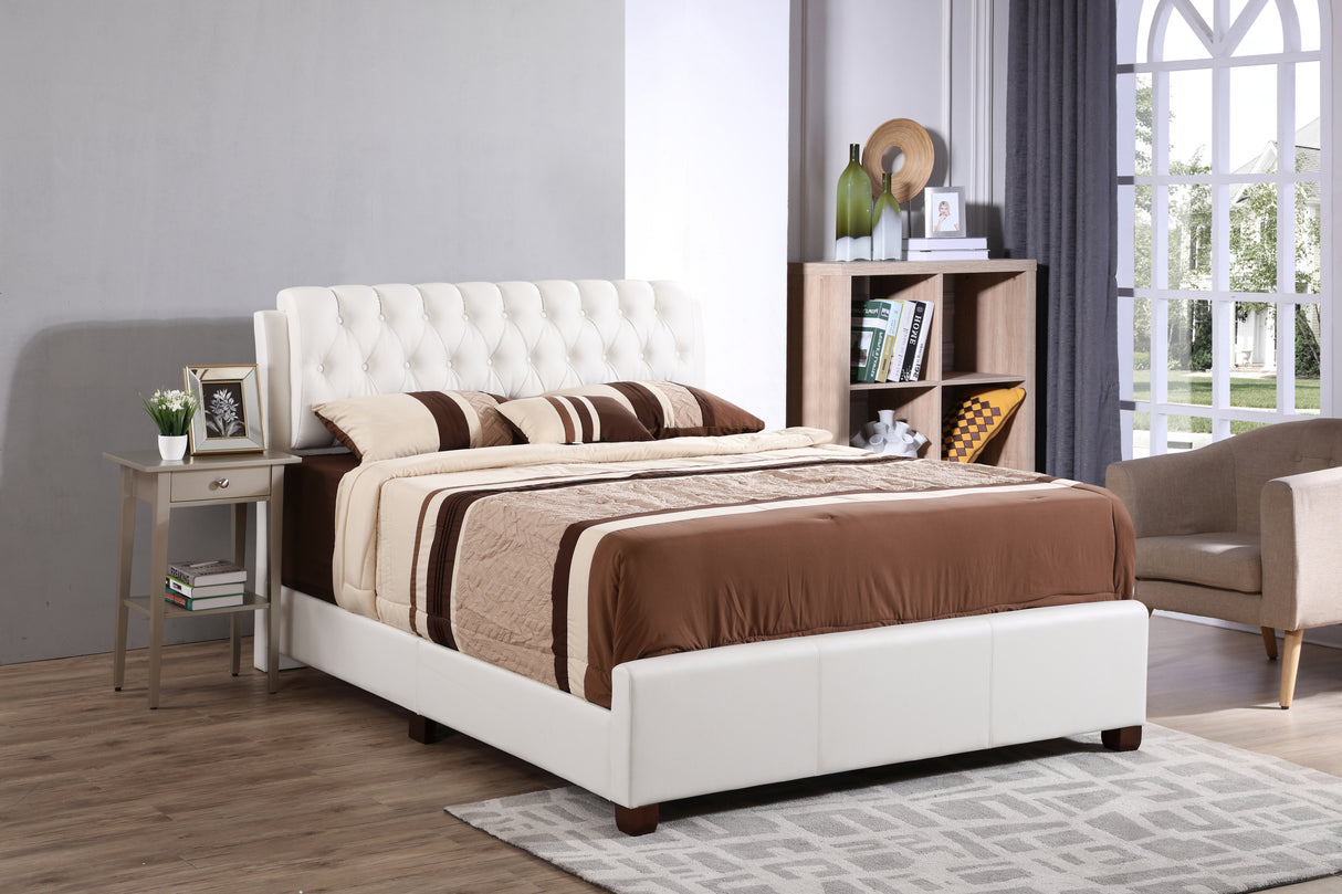 Contemporary White PU Queen Bed Frame