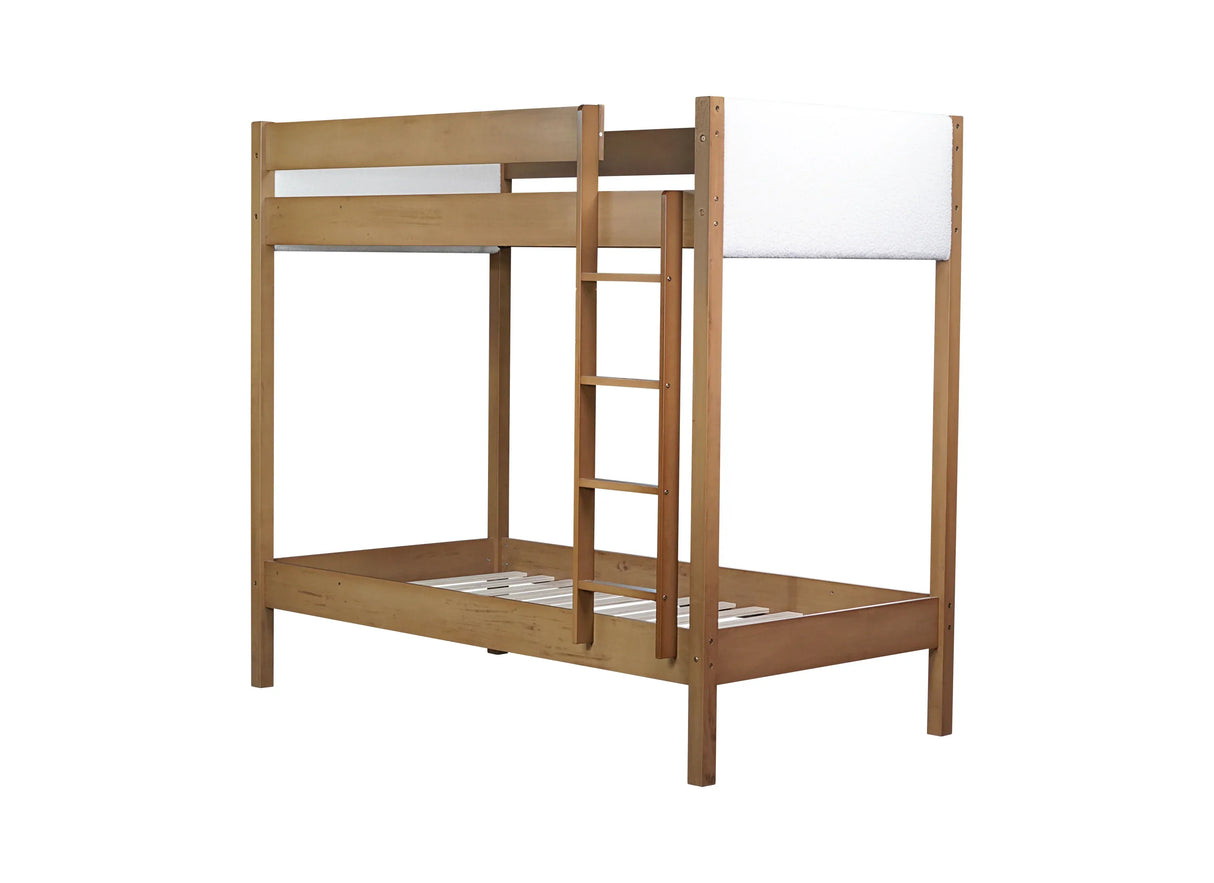 Twin Over Twin Rubber Wood Teddy Fleece Upholstered Bunk Bed - Omega Lifestyles