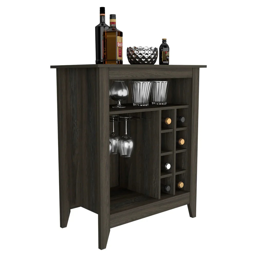 Particle Board Carbon Espresso Bar Cabinet With Wine Rack - Omega Lifestyles