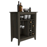 Particle Board Carbon Espresso Bar Cabinet With Wine Rack - Omega Lifestyles
