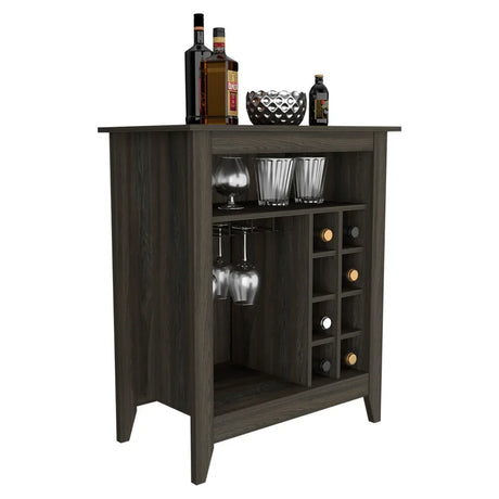 Particle Board Carbon Espresso Bar Cabinet With Wine Rack - Omega Lifestyles
