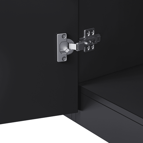 Modern Black LED Fireplace TV Stand with Shelves - Omega Lifestyles