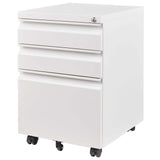 White Mobile Locking 3-Drawer Metal Filing Cabinet