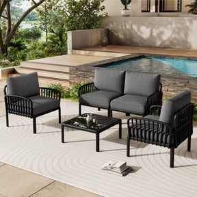 5-Piece Modern Outdoor Patio Sectional Furniture Set - Omega Lifestyles