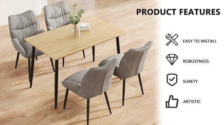 Modern Minimalist Wood Grain Dining Table Chair Set - Omega Lifestyles