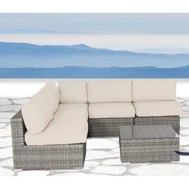 All-Weather Wicker 6-Piece Outdoor Sectional Seating Set - Omega Lifestyles