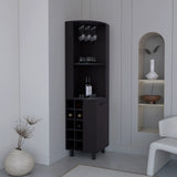 Modern Black MDF Corner Bar Cabinet With Wine Rack - Omega Lifestyles