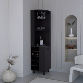 Modern Black MDF Corner Bar Cabinet With Wine Rack - Omega Lifestyles