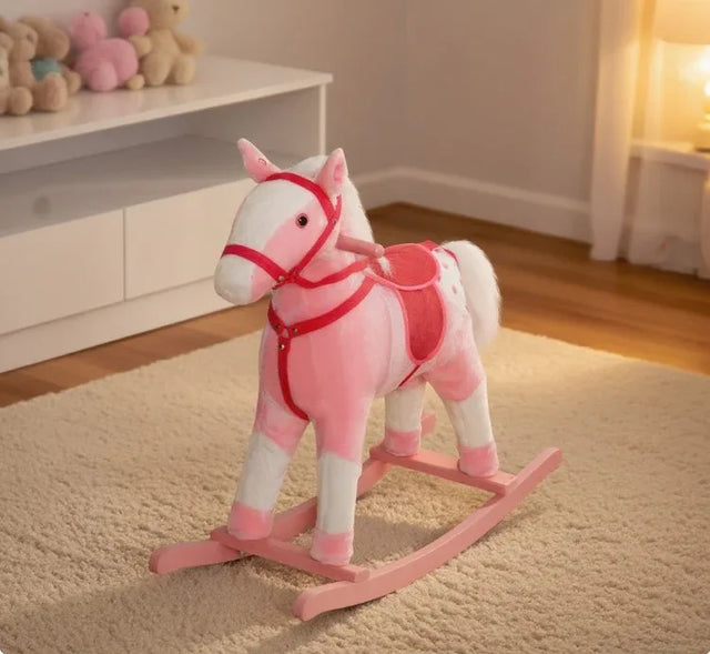 Plush Kids Rocking Horse Toddler Ride-On Toy - Omega Lifestyles