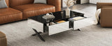 Rectangular Mirrored Coffee Table With Metal Base Storage - Omega Lifestyles