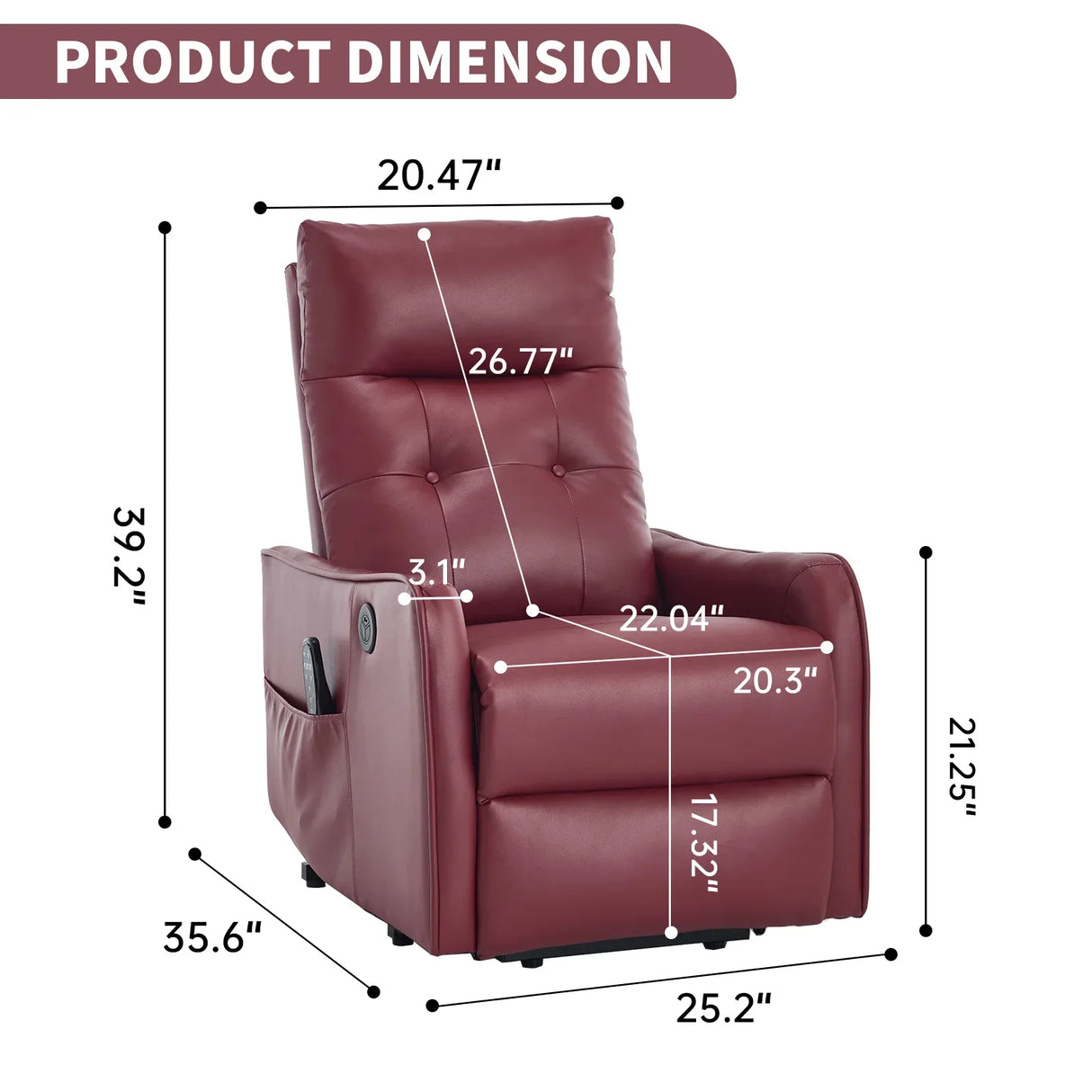 Red Faux Leather Power Lift Recliner Chair With Massage - Omega Lifestyles