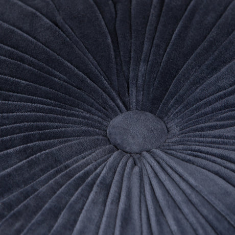 Navy Blue Velvet Round Tufted Pouf Seat - Omega Lifestyles