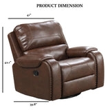 Transitional Brown Leatherette Recliner With Nailhead Trim - Omega Lifestyles
