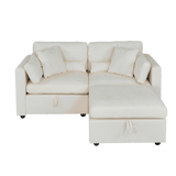 Beige Chenille 3-Seat Sofa With Hardware Feet - Omega Lifestyles