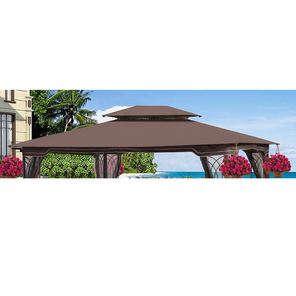 13x10 Ft Double Roof Polyester Replacement Gazebo Canopy
