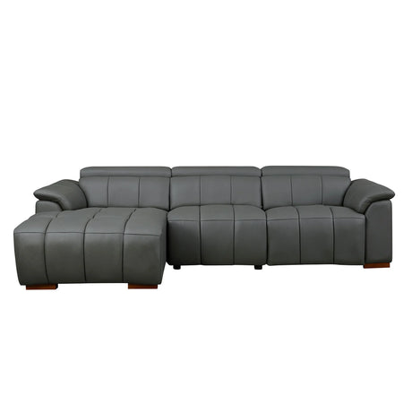Electric Reclining Genuine Leather L-Shaped Chaise Sofa - Omega Lifestyles
