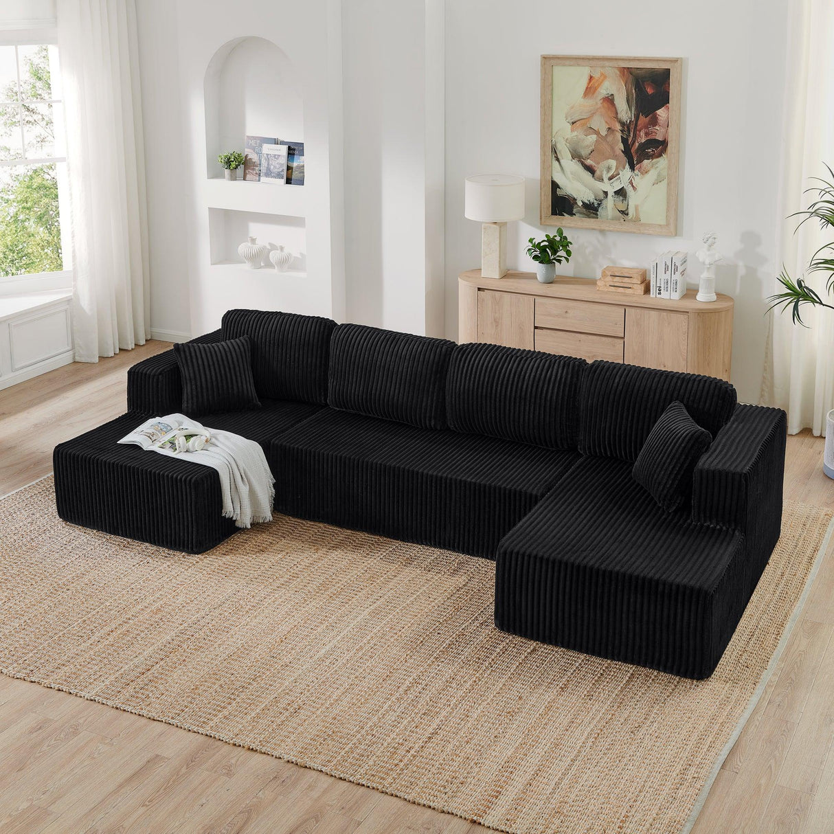 Modern Minimalist U-Shape Modular Sectional Sofa Set - Omega Lifestyles