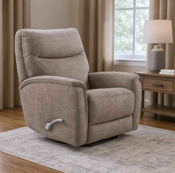 Manual Swivel Chenille Fabric Recliner With Chrome Lever - Omega Lifestyles