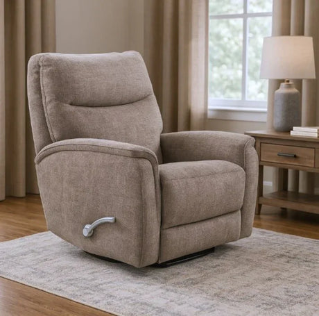 Manual Swivel Chenille Fabric Recliner With Chrome Lever - Omega Lifestyles