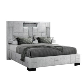 Modern Queen Upholstered Panel Bed With Wireless Charging - Omega Lifestyles