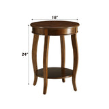 Walnut Finish Round Leg Accent Table With Shelf - Omega Lifestyles