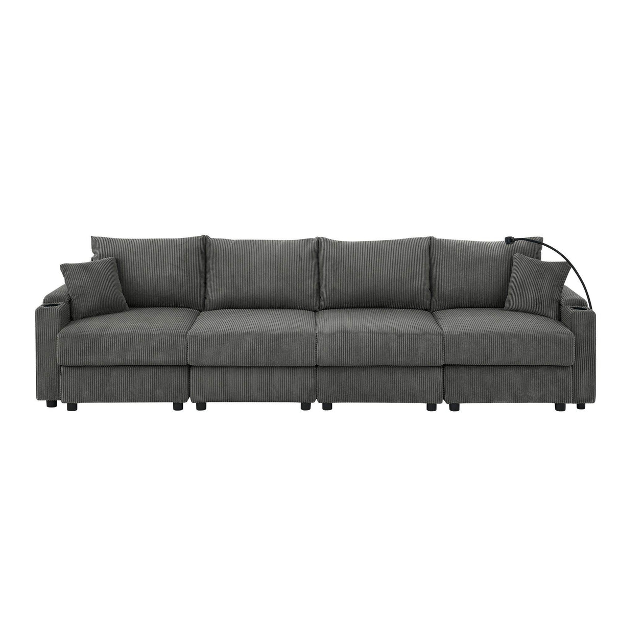 Modern Corduroy 4-Seat Armless Sofa With Storage - Omega Lifestyles