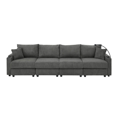 Modern Corduroy 4-Seat Armless Sofa With Storage - Omega Lifestyles