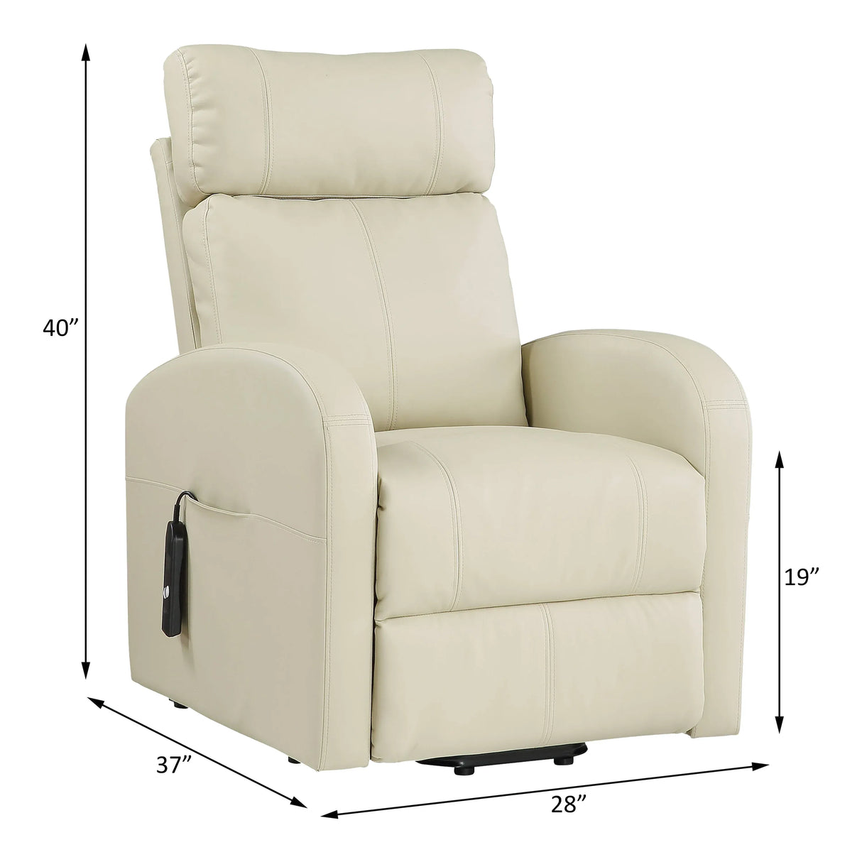 Beige Faux Leather Power Lift Recliner With Pocket Coil Seat - Omega Lifestyles