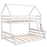 Twin Over Full Pine Wood House Bunk Bed With Ladder - Omega Lifestyles