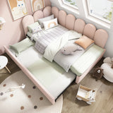 Pink Velvet Twin Daybed With Pull-Out Trundle Bed - Omega Lifestyles