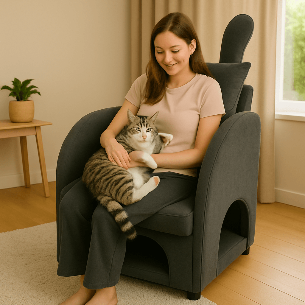Dark Gray Bunny-Ear Fabric Pet Furniture Armchair - Omega Lifestyles