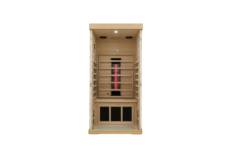 Single Mini Hemlock Wood Low EMF Far Infrared Sauna - Omega Lifestyles