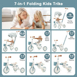 7-in-1 Multifunctional Adjustable Push Rod Toddler Tricycle - Omega Lifestyles