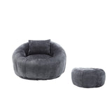 Chenille Foam Filled Pumpkin Shape Lazy Sofa with Ottoman - Omega Lifestyles
